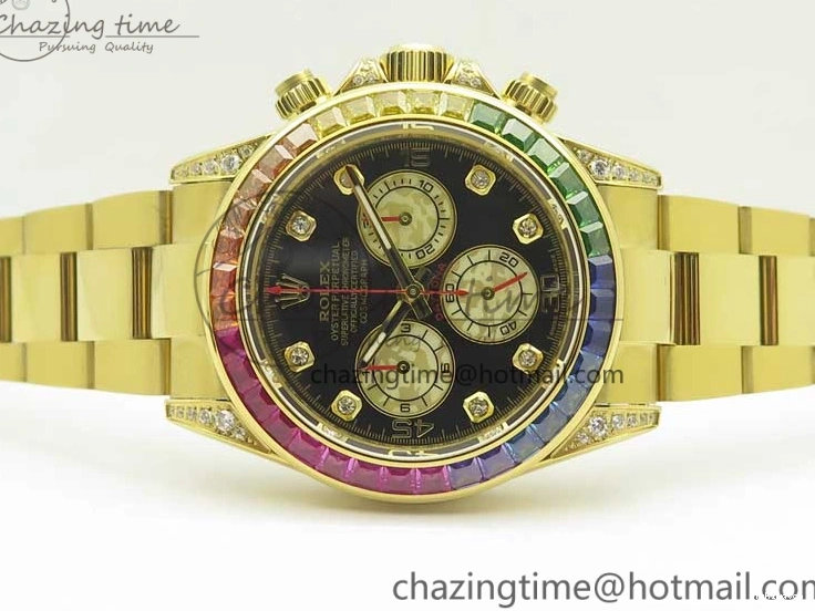 Edition Crystal Best BLF Bracelet on Black Dial YG YG Rainbow Daytona A4130 116589RBOW 0316